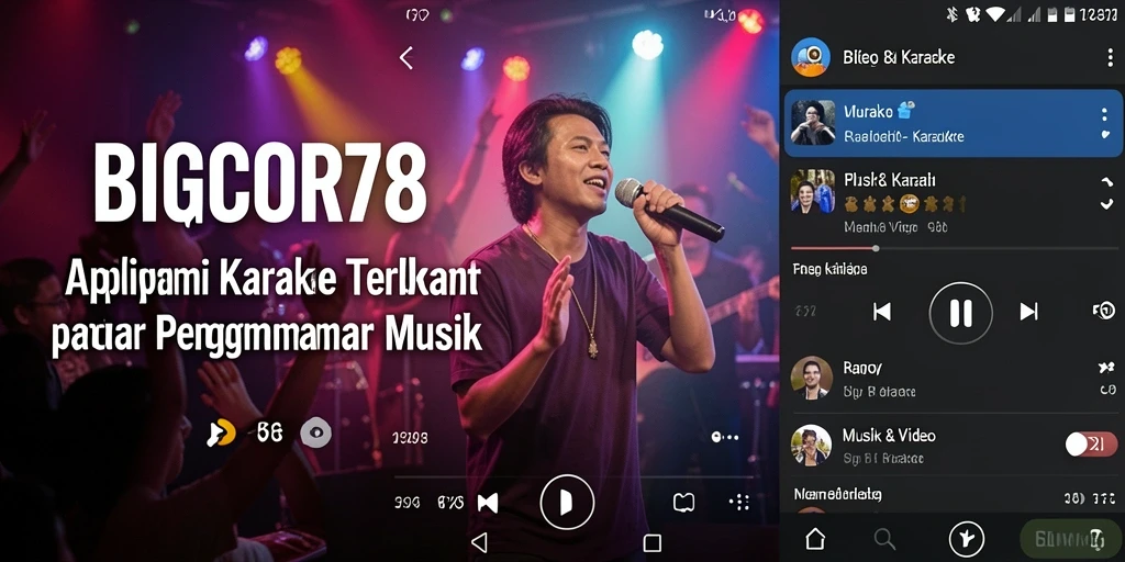 Tampilan antarmuka utama BIGCOR78 dengan fitur karaoke yang menarik.