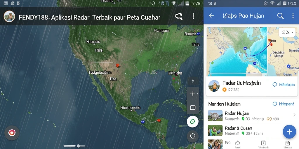 Antarmuka aplikasi FENDY188 menunjukkan tampilan radar hujan yang informatif.