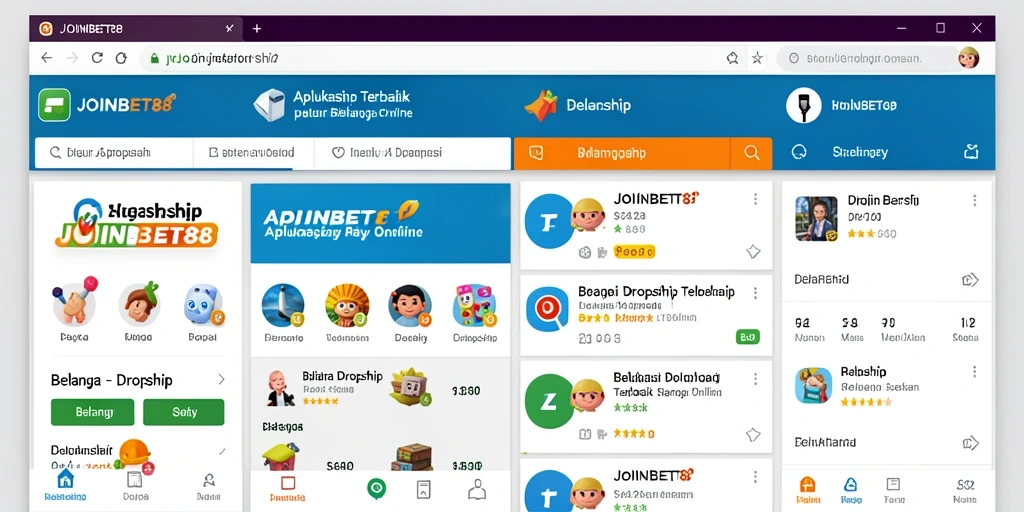Tampilan antarmuka aplikasi Dropship JOINBET88 yang user-friendly.