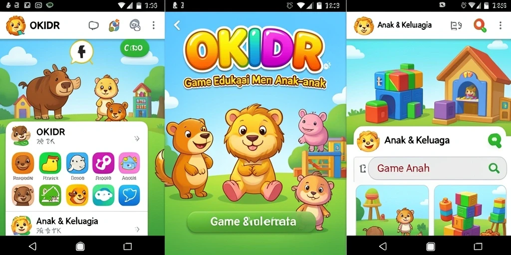Antarmuka permainan edukatif OKIDR yang menarik dan ramah anak.
