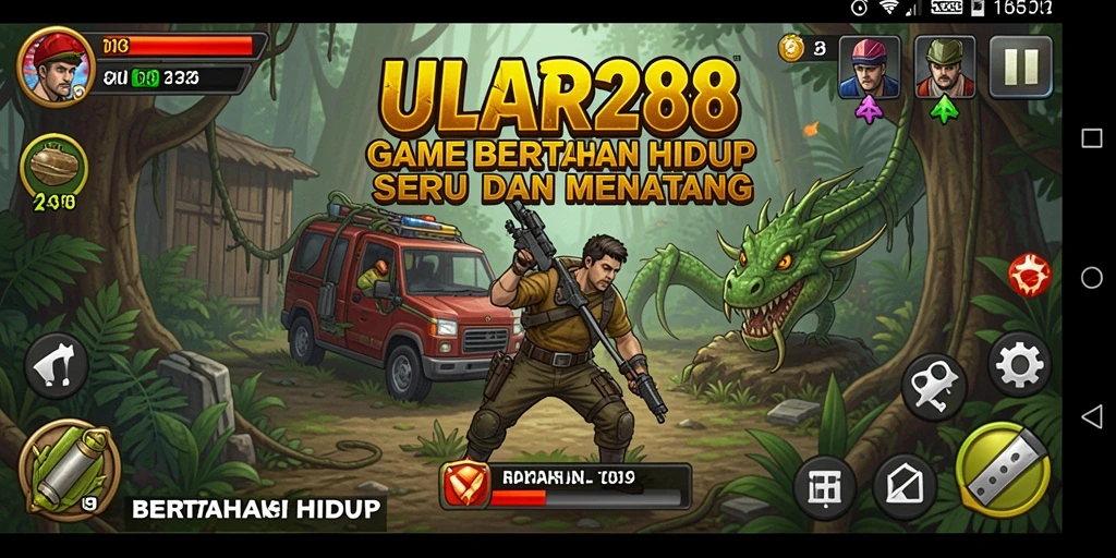 Tampilan antarmuka permainan ULAR288 di dunia bertahan hidup yang menantang.
